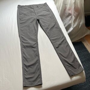 BEAMS grey slim straight leg cropped side piping striped pants